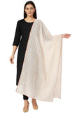 Bahumaan Floral Print Cotton Feel White Dupatta For Women 2.0 Meter | Soft Breathable Chunni Shawl Stole For Women With Arco Lac