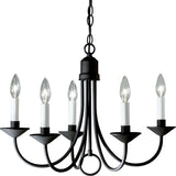 Five-Light White Candles Traditional Chandelier Light Textured Black