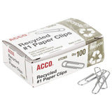 Acco Recycled #1 Paper Clips, 100 Count (A7072365A)