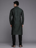 Manyavar Kurta Set For Men, Full Sleeves Mandarin Collar Ethnic Kurta Set For Engagement, Wedding, Party Solid (Green, 2Xl)