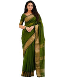 WomenS Soft Silk Saree With Zari Border | Elegant Traditional Saree With Unstitched Blouse Piece (Mehandi)