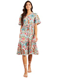 Modeve Women Froral Print White Dress_Small