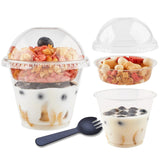 Zezzxu 9 oz Plastic Yogurt Parfait Cups with Dome Lids Inserts and Sporks, 50 Pack Disposable Parfait Conatiners On the Go for F