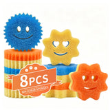 8Pcs Colorful Smile Scrub Sponges, BIH Temperature Controlled Dish Sponge