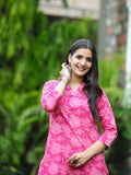Anni Designer Women'S Cotton Blend Straight Printed Kurta With Pant (Chandar Pink_L_Pink_Large),Pink,L,,,