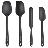 Culinary Couture 4-Piece Black Baking Spatula Set - Rubber Spatulas Silicone Heat Resistant up to 428F, BPA-Free - Spatula Set f