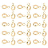 UNICRAFTALE 80Pcs 9mm Long 201 Stainless Steel Tube Bails with Rings Gold Loop Hanger Link Bails Round Hollow Connector Ring Bai