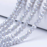 10 Strands Faceted Rondelle Briolette Glass Beads 4mm AB Color Tiny Crystal Beads Light Gray 1050pcs for Bracelets Necklace Jewe