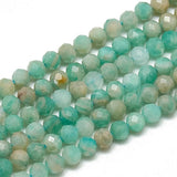LiQunSweet 110 Pcs 3~3.5mm Natural Russia Amazonite Beads Strands Faceted Round Small Loose Crystal Gemstone Bead Spacer for Jew
