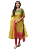Anni Designer Women'S Rayon Viscose Straight Printed Kurta With Dupatta (Kozikod Yellow_Xxl_Yellow_Xx-Large),Yellow,2XL