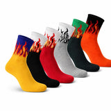 Cozyway Unisex Flame Design Cotton Socks Multicolor Pack Of 6 | Mid Calf Socks For Men Women Trendy Streetwear Casual Fashion So
