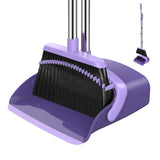NACENA Broom and Dustpan Set with 52in Long Adjustable Handle, Purple
