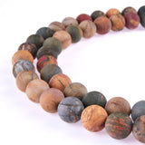 PLTbeads Natural Gemstone Loose Beads Matte Approxi 15.5 inch DIY Bracelet Necklace for Jewelry Making (6mm, Matte Picasso Jaspe