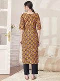 Pinkmint Kurta Set For Women Cotton Printed Straight Kurta With Pant (Pack Of 1) Multicolor22 M