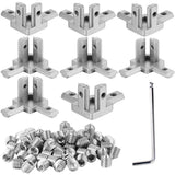 8Sets 3-Way End Corner Bracket Solid Connectors for 2020 Series 6mm Slot Aluminum Profile Accessories(Silver)