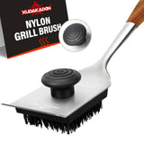 XUDAKAIXIN Grill Brush and Scraper, Dual Grip Design,Extra Strong BBQ Cleaner Accessories,Safe Nylon Bristles Barbecue Triple Sc
