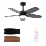 Vagizm Ceiling Fan 36'' for Small Room: Matte Black Modern Fans with Light Remote Control - Reversible Quiet DC Motor Dimmable w