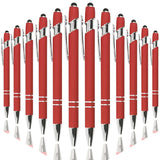 Oddmoal Ballpoint Pen with Stylus Tip, Soft Touch Click Metal Pen, 1.0mm Medium Point, Black Ink, 12 Count(Red)