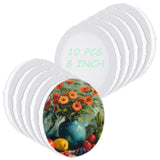 LOPYXBR 10 PCS Round Canvas Boards for Painting 8 Inch Circle Canvas Panel Round Stretched Canvas Blank Canvas White Round Paint