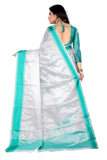 Anni Designer Women'S Rama Color Art Silk Silver Striped Saree With Blouse Piece(Hum-Tum-Rama_Free Size),Rama,Free,Art Silk,Traditional,Saree