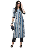 Gosriki Women'S Cotton Blend Straight Printed Kurta With Pant (Dania Blue-Gs_S_Blue_Small),Blue,,B0BT4SJYD4