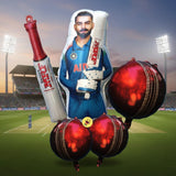 Atpata Funky Cricket Theme Foil Balloons Combo Set | Cricketer Bat & Season Ball Shape Balloons | Match Day Bday Party Decoratio