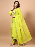 Wedani Faux Georgette Embroidered Kurta Set With Duptta For Women (In Alpha M Regular Green),GREEN,M,,,