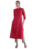 Libas Women's Cotton Straight Kurta (4339_Maroon
