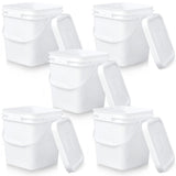 Mumufy 5 Pcs 3.5 Gallon Square Food Grade Bucket with Lid Square Bucket Pail with Plastic Handles for Storing Dry Food, Charcoal