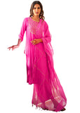 Anni Designer Women'S Cotton Blend Printed Straight Kurta With Pant & Dupatta (Khunti Sty Pink_Xxl_Pink_Xx Large),Pink,2XL