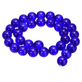 HARFINGTON 32pcs Sapphire Blue Cat's Eye Stone Beads 12mm Round Smooth Gemstone Crystal Loose Bead for Jewelry Making Bracelets