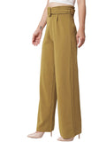 Kotty Women Regular Length Honey Brown Solid Trousers(Honey Brown,30)