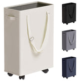 Slim Rolling Laundry Basket, Slim Laundry Hamper with Wheels and Adjustable Long Handles, 45L Small Laundry Baskets with Mesh To