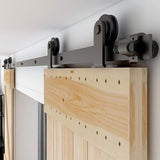 CCJH 5FT Sliding Barn Door Hardware Kit, Heavy Duty, Smoothly and Silently, Easy to Install, Fit 15 Width Double Door Panel, T-S