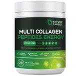 NATURE TARGET Multi-Collagen-Peptides-Powder - Hydrolyzed Collagen with Energy Blend + Multivitamin & Minerals, Supports Energy