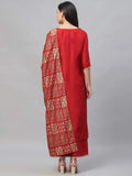 Gosriki Women'S Cotton Regular Kurta With Palazzo (Sonari Red_S_Go Small),Red,,B08VJFXTM7