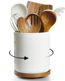 getstar 360 Rotating Large Kitchen Utensil Holder, Ceramic Cooking Utensil Holder for Kitchen Counter with Rotatable and Detacha
