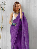 Satrani Womens Knit Pure Georgette Saree (2594S216N_Purple)