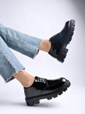 Shoetopia Smart Casual Lace-Up Detailed Black Loafers For Women & Girls /Uk8,Black,8,B0CBMR8L2N