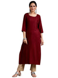 Libas Women'S Viscose Rayon Embellished Straight Kurta (29238O Red