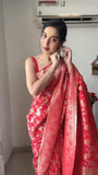 Shiv Textiles Ready To Wear Sarees For Women Elegant Saree Gown | Premium Ready To Wear Saree For Women | Formal & Stylish Attire For Special Occasions.(St-R-Kp-5023-Red)