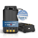 UV-5R Battery Enlarge Rechargable Type-c Charger 3800mAh BL-5 for Walikie Talkie BF-F8HP UV-5RE RD-5R UV-5RTP UV-5X3 USB-C Ham R