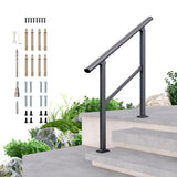 DIYHD 3 Step Handrail for Outdoor,Powder Coated Iron Stair Railing,Black Hand Rails for Indoor, Porch,Deck,1 Pack