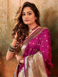 Satrani Women'S Silk Dual Tone Paithani Jacquard Saree With Unstitched Blouse Piece (3522S1121N_Magenta)