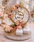 Giftsbouquet Elegant Engagement Ring Platter For Ring Ceremony | Decorative Tray With Artificial Flowers & Lights | Handmade Eng