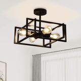 Minyuco Black Ceiling Light Fixtures - 4-Light Industrial Farmhouse Flush Mount Ceiling Lighting,Vintage Metal Chandelier Ceilin