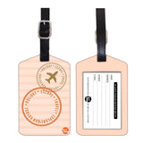 Nutcase Designer Luggage Travel Baggage Tags Set Of 2 With Name Card Inside Plane Stamp