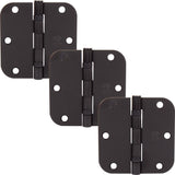 Stone Harbor Hardware 3-1/2 Ball-Bearing Door Hinges, 5/8 Radius Corner, Oil-Rubbed Bronze, 3-Pack