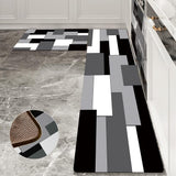 AILUER Grey and Black Kitchen Rugs and Mats Set 2 Piece Abstract Geometric Art Cushioned Kitchen Rugs Abstract Modern Art Kitche