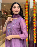 Gosriki Women'S Rayon Viscose Embroidered A-Line Kurta With Pant & Dupatta (Takita Purple-Gs_Xxl_Purple_Xx-Large),Purple,2,B0DX24MJQG